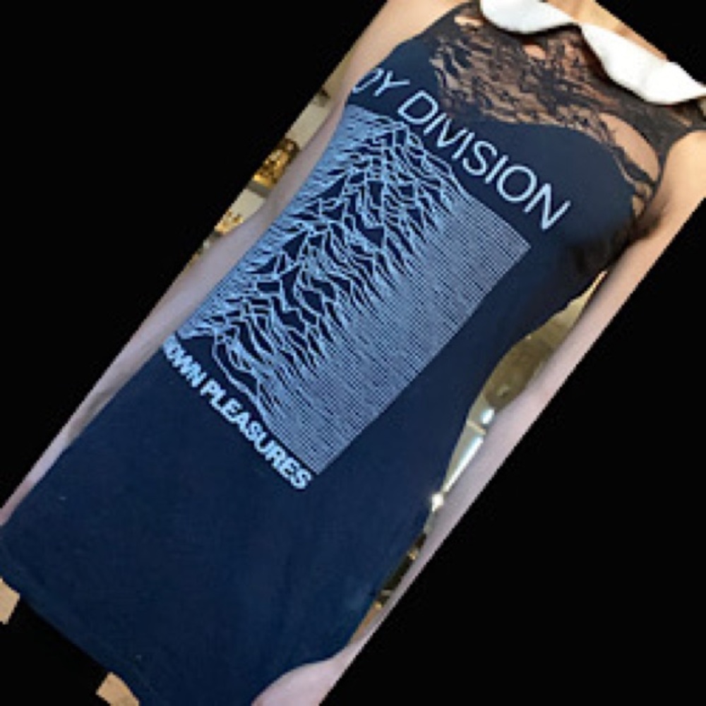 Custom Joy Division Lace Rounded Flat Collar Goth Punk Shirt Dress